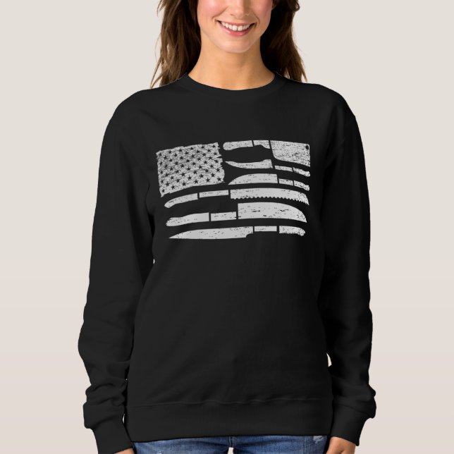 Amerikanischer Flaggen-Küchenmesser Koch Patriotis Sweatshirt (Vorderseite)