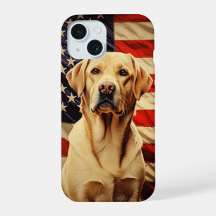 Amerikanischer Flaggen-Labrador iPhone 15 Hülle