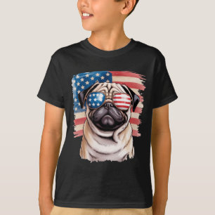 Amerikanischer Flaggen-Mops USA 4. Juli Patriotisc T-Shirt