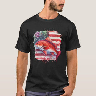 Amerikanischer Flaggen-Rotfisch-Angeln T-Shirt