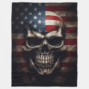 Amerikanischer Flaggen-Schädel Fleecedecke