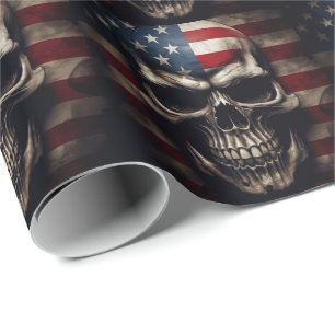 Amerikanischer Flaggen-Schädel Geschenkpapier