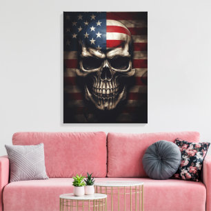 Amerikanischer Flaggen-Schädel Leinwanddruck