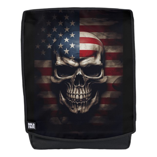 Amerikanischer Flaggen-Schädel Rucksack (Vorderseite)