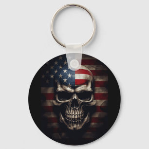 Amerikanischer Flaggen-Schädel Schlüsselanhänger