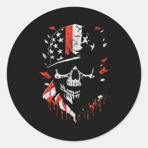 Amerikanischer Flaggen-Schädel-Soldat Patriotische Runder Aufkleber