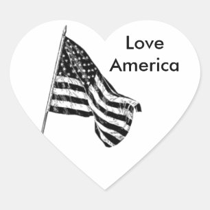 Amerikanischer Flaggen-Sketch-Herz-Aufkleber Herz-Aufkleber