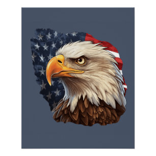 Amerikanischer Flaggen-Weißkopfseeadler Poster