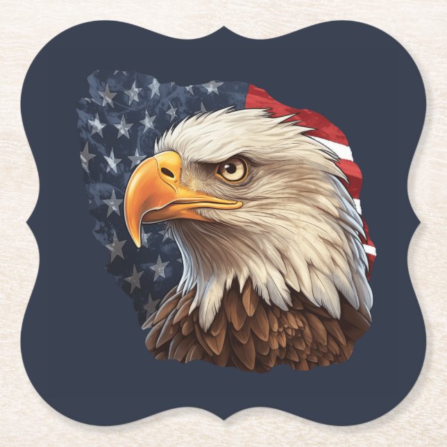 Amerikanischer Flaggen-Weißkopfseeadler Untersetzer (Vorderseite)