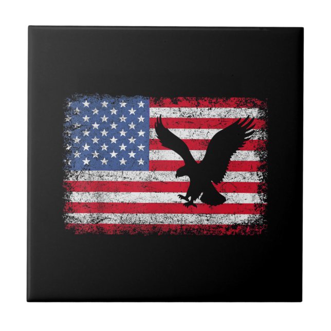 Amerikanischer Flaggenadler USA Fliese (Vorderseite)