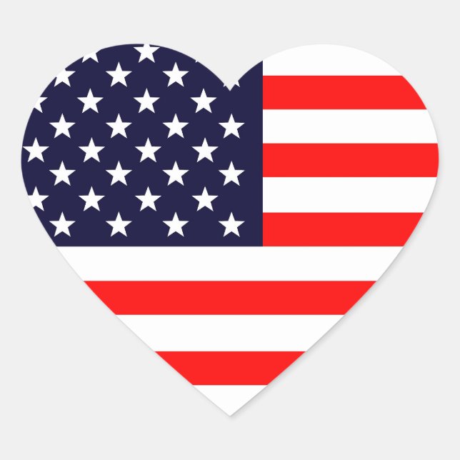 Amerikanischer Flaggenaufkleber Herz-Aufkleber (Vorderseite)