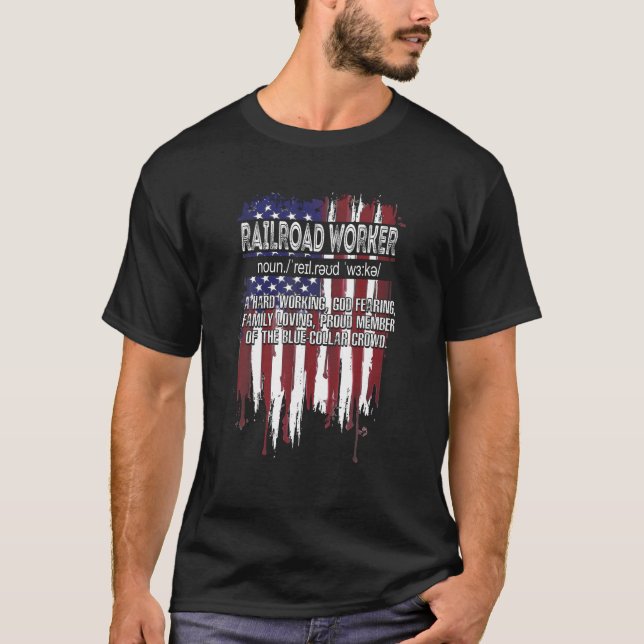 Amerikanischer Flaggenbahnarbeiter Definition Funn T-Shirt (Vorderseite)