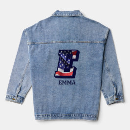 Amerikanischer Flaggenbrief E Personalisieren Sie  Jeansjacke