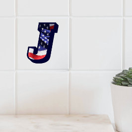 Amerikanischer Flaggenbrief "J" Großes Foto Kerami Fliese