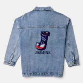 Amerikanischer Flaggenbrief J Persönlicher Name Jeansjacke