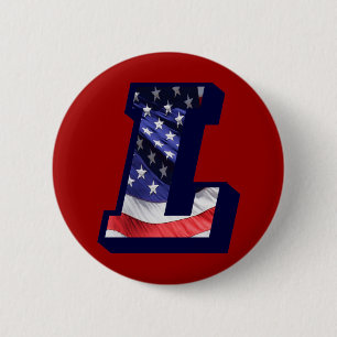 Amerikanischer Flaggenbrief "L" Button