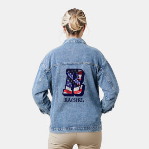 Amerikanischer Flaggenbuchstabe R Personalisieren  Jeansjacke