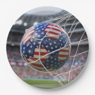 Amerikanischer Flaggenfußball im Netz Pappteller