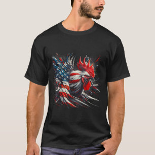 Amerikanischer Flaggenhahn Huhn 4. Juli Tier  T-Shirt