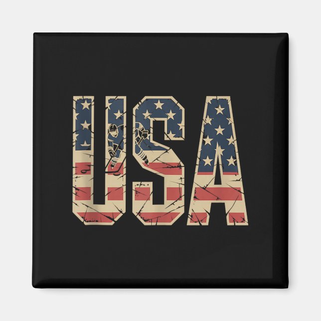 Amerikanischer Flaggenhockey Magnet (Vorne)