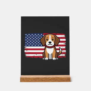 Amerikanischer Flaggenhund Patriotischer Vektor Acrylschild
