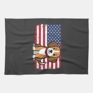 Amerikanischer Flaggenhund Patriotischer Vektor Geschirrtuch
