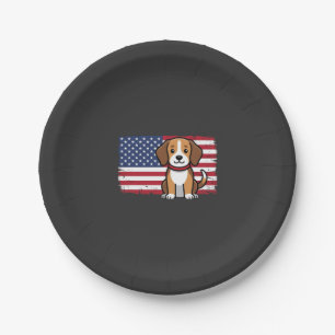 Amerikanischer Flaggenhund Patriotischer Vektor Pappteller