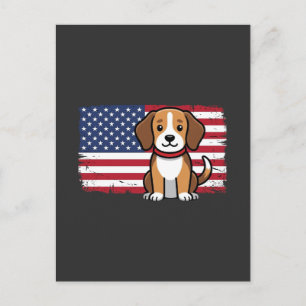Amerikanischer Flaggenhund Patriotischer Vektor Postkarte