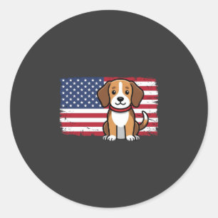 Amerikanischer Flaggenhund Patriotischer Vektor Runder Aufkleber