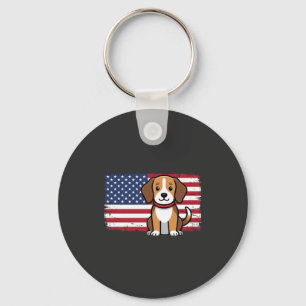 Amerikanischer Flaggenhund Patriotischer Vektor Schlüsselanhänger