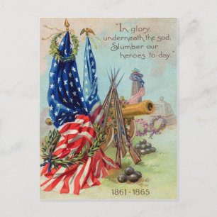 Amerikanischer Flaggenkranz Bürgerkriegsdenkmal Postkarte