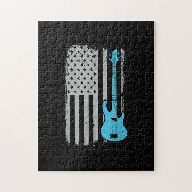 Amerikanischer Flaggenmusiker des Gitarrenspielers Puzzle (Vertikal)