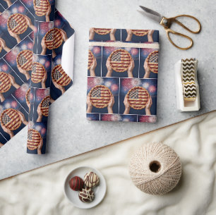 Amerikanischer Flaggenrand auf einer Kirschtorte Geschenkpapier