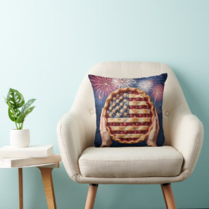 Amerikanischer Flaggenrand auf einer Kirschtorte Kissen