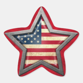 Amerikanischer Flaggenstern mit Lichtstrahlen Stern-Aufkleber