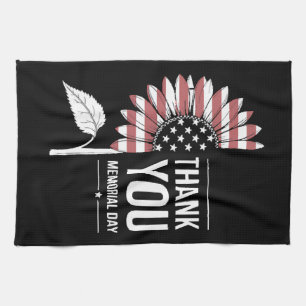 Amerikanischer Flaggentag Gedenktag Sonnenblume US Geschirrtuch