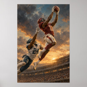 Amerikanischer Football Sprungcatch – Dramatisches Poster