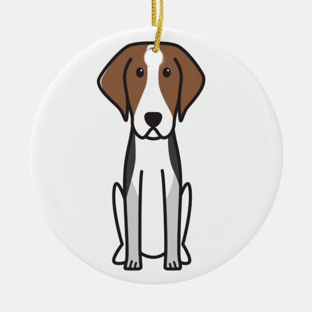 Amerikanischer Foxhound-HundeCartoon Keramikornament (Vorne)