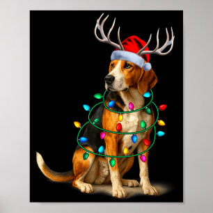Amerikanischer Foxhound Weihnachtslichter Santa Hu Poster