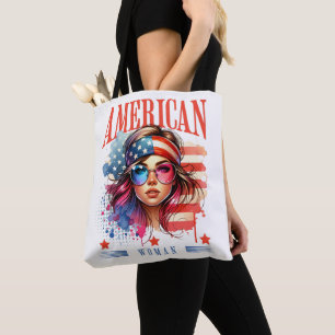 Amerikanischer Frau Patriotischer 4. Juli-Tote Bag