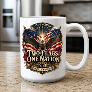 Amerikanischer Freiheit 250. Jahrestag Zwei Flagge Kaffeetasse