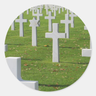 Amerikanischer Friedhof bei Normandie Runder Aufkleber