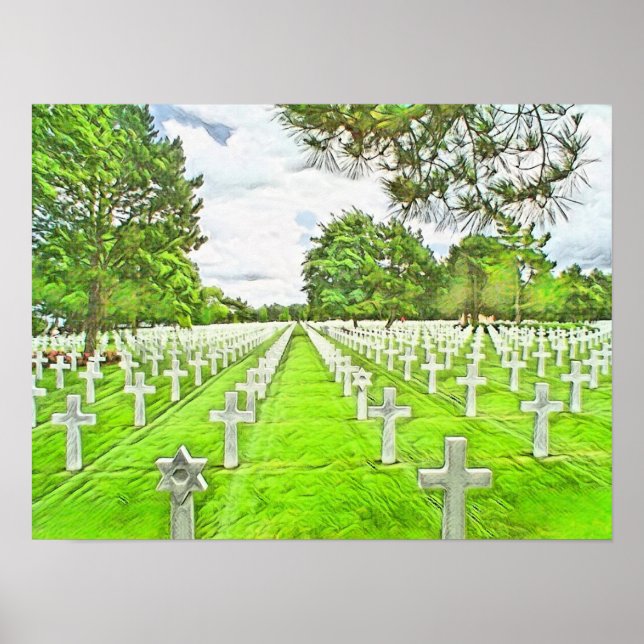 Amerikanischer Friedhof in der Normandie Frankreic Poster (Vorne)