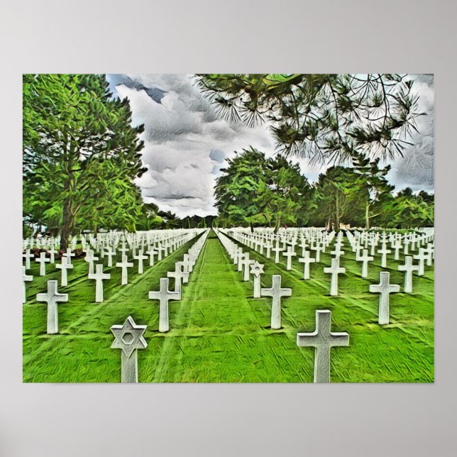 Amerikanischer Friedhof in der Normandie Frankreic Poster (Vorne)