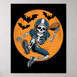 Amerikanischer Fußball Skelett Halloween Sport Fan Poster