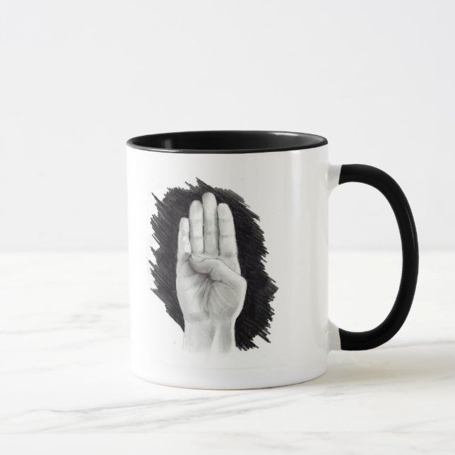 AMERIKANISCHER GEBÄRDENSPRACHE-BUCHSTABE "B " TASSE (Rechts)