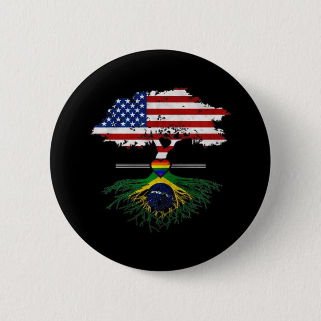 Amerikanischer gewachsener Brasilianer wurzelt Button (Vorderseite)