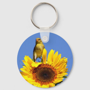 Amerikanischer Goldfinch auf Sonnenblume Schlüsselanhänger
