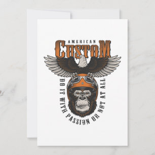 Amerikanischer Gorilla-Motorrad-Vintage-Biker-Adle Feiertagskarte