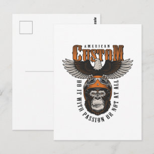 Amerikanischer Gorilla-Motorrad-Vintage-Biker-Adle Postkarte